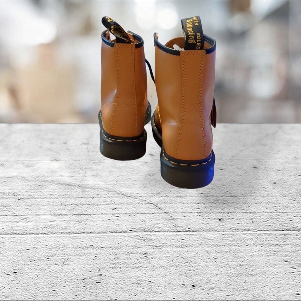Dr Martens 1460 Smooth Orange  Lace Up Combat Boots Size 8 - Picture 5 of 12